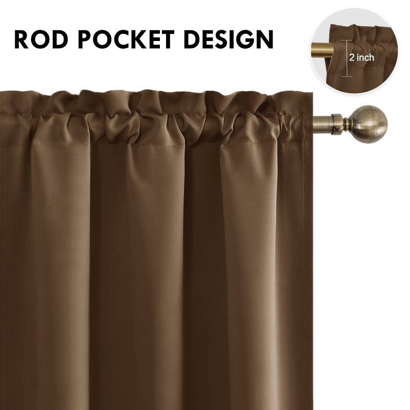 DWCN Brown Blackout Curtains for Bedroom -Rod Pocket Thermal Insulated Room Darkening Drapes for Living Room, W 42 x L 54 Inch, 2 Panels - Image 4
